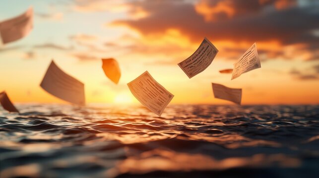 Golden sunrise illuminating floatingrate bond certificates over a sea of financial symbols, floatingrate bonds, bright and adaptable future