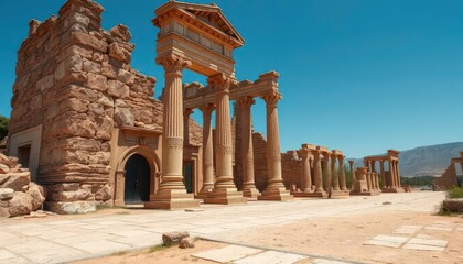 Obraz premium Ancient ruins stand weathered by time, a testament to a lost civilization, heritage, history