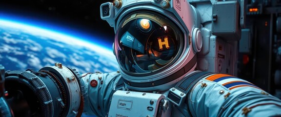 Astronaut's equipment showing wear and tear from extended space mission,  cardiovascular changes, wires