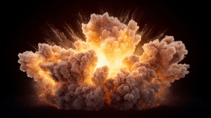 Fiery Explosion  AI Generated Blast  Smoke  Dust Cloud Image