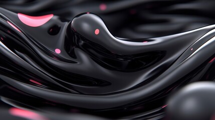 Abstract Black Liquid Texture Background  Modern Design  AI Generated  Shiny  Glossy  Swir
