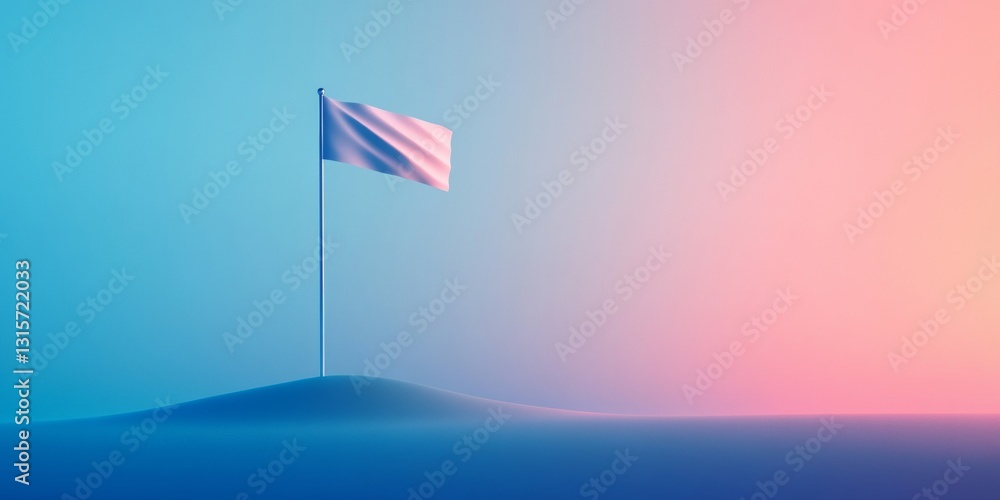 Poster isolated 3d golf flag icon with smooth gradients and clean lines