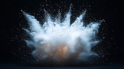 White powder explosion, dark studio, background, design