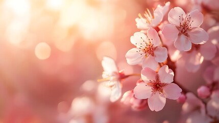 Fototapeta premium Delicate Cherry Blossoms in Full Bloom: A Close-Up View of Spring's Beauty