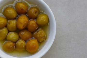 Pickled Chinese plums or Japanese apricots