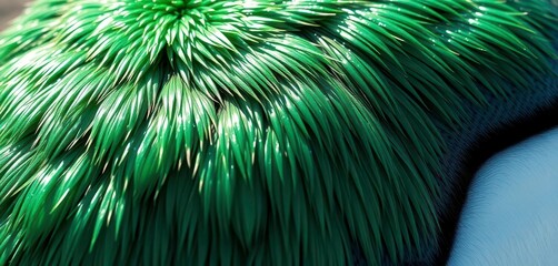 Obraz premium Close-up of emerald green penguin feathers, glistening under sunlight, animal, sunlit