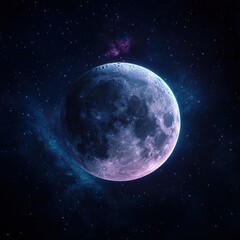 Obraz premium Sci-fi inspired full moon and crescent moon, luminous aura, vibrant cosmic nebula, ultra-HD textures, constellations subtly illuminating the scene.