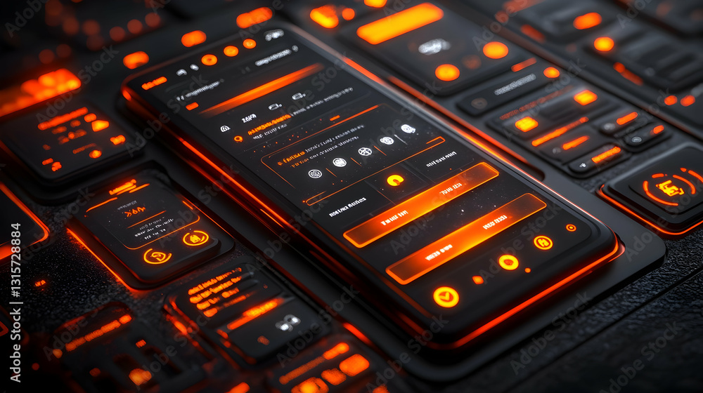 Poster futuristic interface design for advanced mobile devices