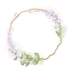 Hand painted watercolor bluebell frame in pastel tones