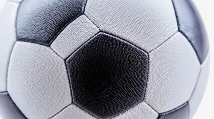 Close up Classic Soccer Ball Texture  Black  White  Leather  Sports