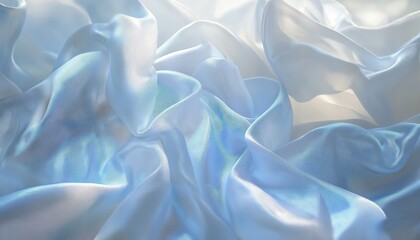 Obraz premium Soft Babyblue Silk Fabric Texture - Gentle Waves and Smooth Drape, Pastel Textile