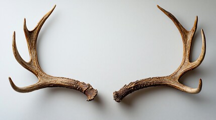 Whitetail deer antlers, studio shot, nature background, decor