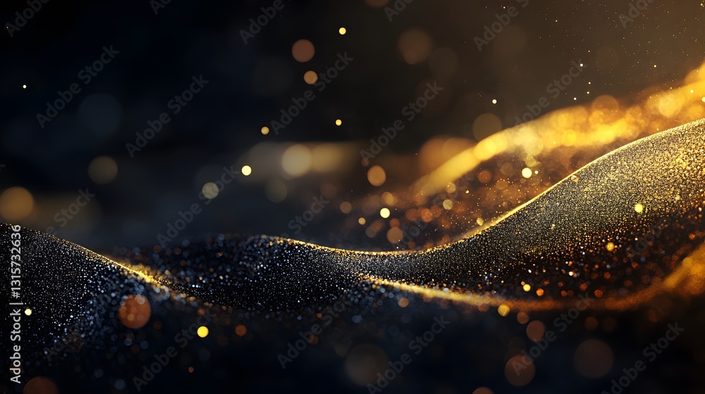 Poster glowing golden background with flowing abstract patterns, perfect for modern and stylish design conc