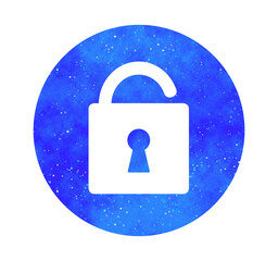 青い星空｜開いた南京錠マーク	
