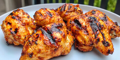 Grilled Portuguese piri piri chicken with spicy marinade on plate