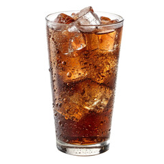 Cold brown drink with bubble gas isolated on a transparent background