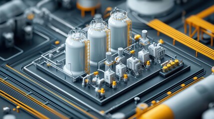 Carbon capture and storage facility with automated systems, showcasing modern environmental technology