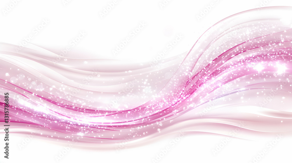 Poster elegant pink and white abstract wave background with sparkling particles; perfect for design project