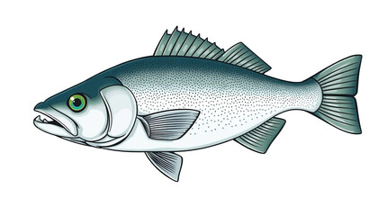 Obraz premium Detailed Illustration of a White Seabass Fish