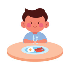 Children Eating Dinner Happy