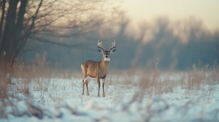 Majestic deer in a winter wonderland