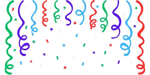 Naklejka premium colorful party streamers and confetti on white background
