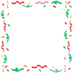 festive confetti border on white background
