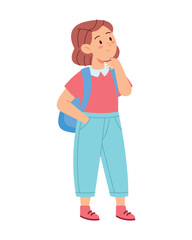 Student Thinking Girl with Backpack