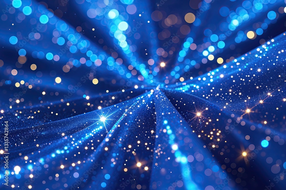 Poster dynamic electric blue background with pulsating sparkles and shimmering particles