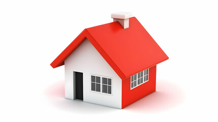 Red roof house, white walls, clean background, real estate