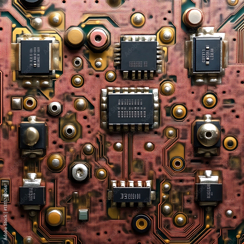 Poster a detailed close up view of a circuit board with components