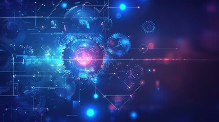 Obraz premium Dynamic Clockwork with Glowing Gears and Patterns