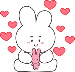 Cute Bunny Character with Hearts – Love and Affection Concept