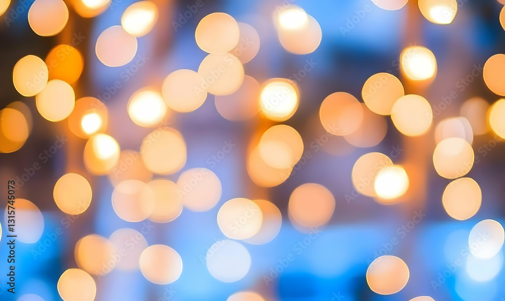 Poster Abstract bokeh background of warm and cool lights, perfect for festive designs or website banners.  Ideal for adding a touch of elegance and magic to your projects.