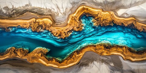 Fototapeta premium Abstract Landscape Featuring Wood and Epoxy River