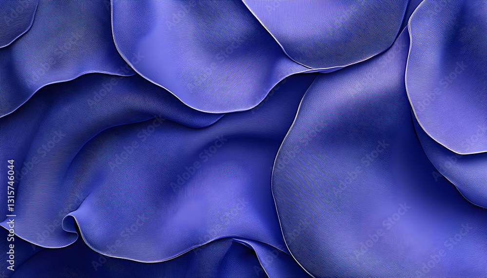 Poster abstract image of deep blue fabric folds, luxurious and elegant textured background. perfect for des