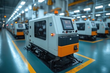 A high-tech plastic production facility with injection molding equipment. Machinery and plastic materials in view, creating a futuristic setting.