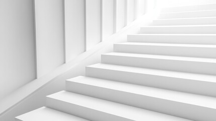 Fototapeta premium Abstract White Minimalist Staircase Concept Leading Upwards to Bright Light