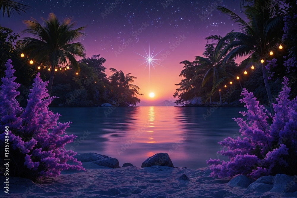Poster enchanting twilight backdrop featuring geometric starburst pattern