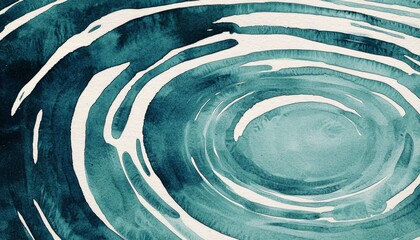 Peaceful blue and teal waves create a serene backdrop.