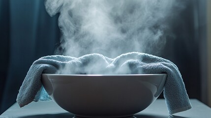 Steam therapy for relaxation with a towel draped over a person’s head