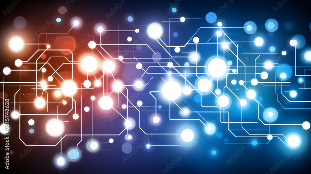 Poster abstract technology background image featuring glowing nodes and connecting lines, ideal for present
