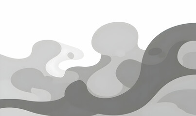Obraz premium Abstract grayscale illustration featuring fluid, organic shapes in varying shades of grey, creating a dynamic and visually interesting composition. Perfect for backgrounds or design elements.