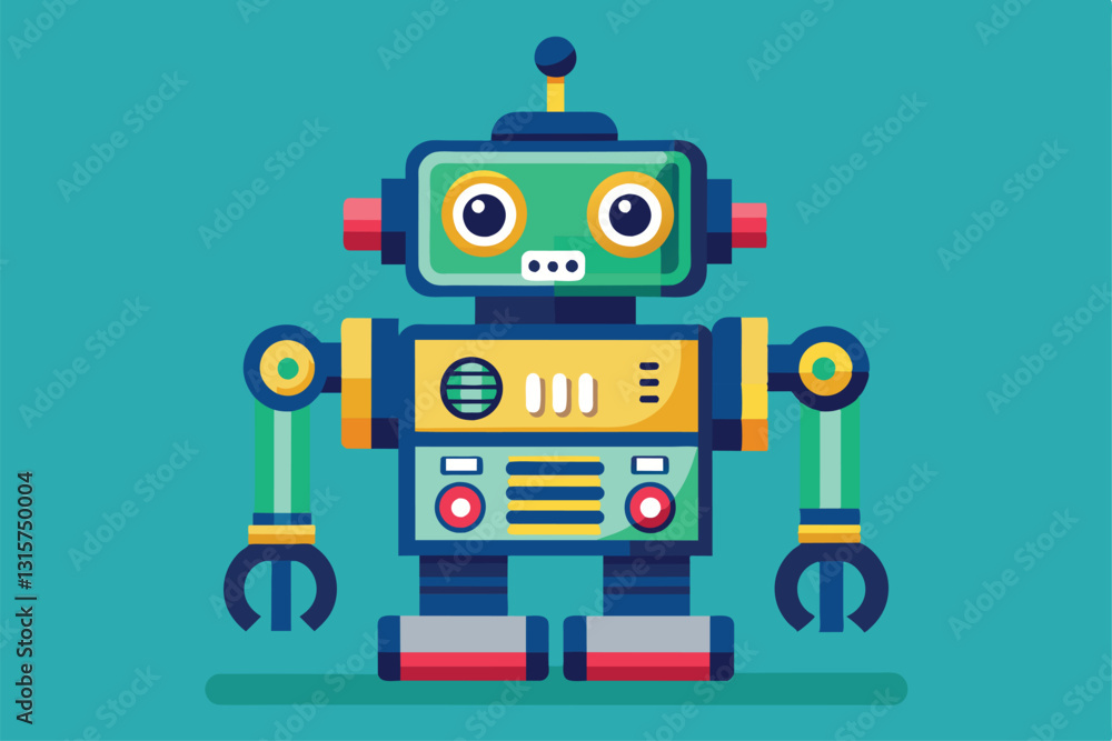 Poster this illustration showcases a cheerful robotic character with a colorful design, emphasizing customi