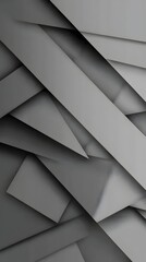 Abstract Geometric Composition of Overlapping Grey Triangles and Rectangles in Modern Design
