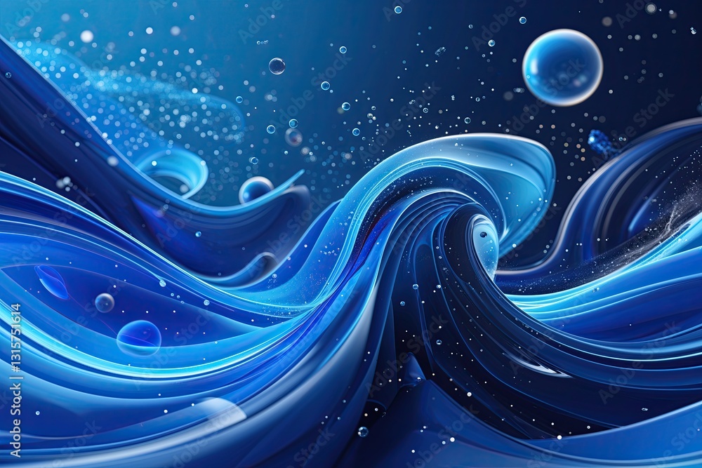 Aufkleber dynamic blue background with fluid shapes and particles for modern technology and digital innovation