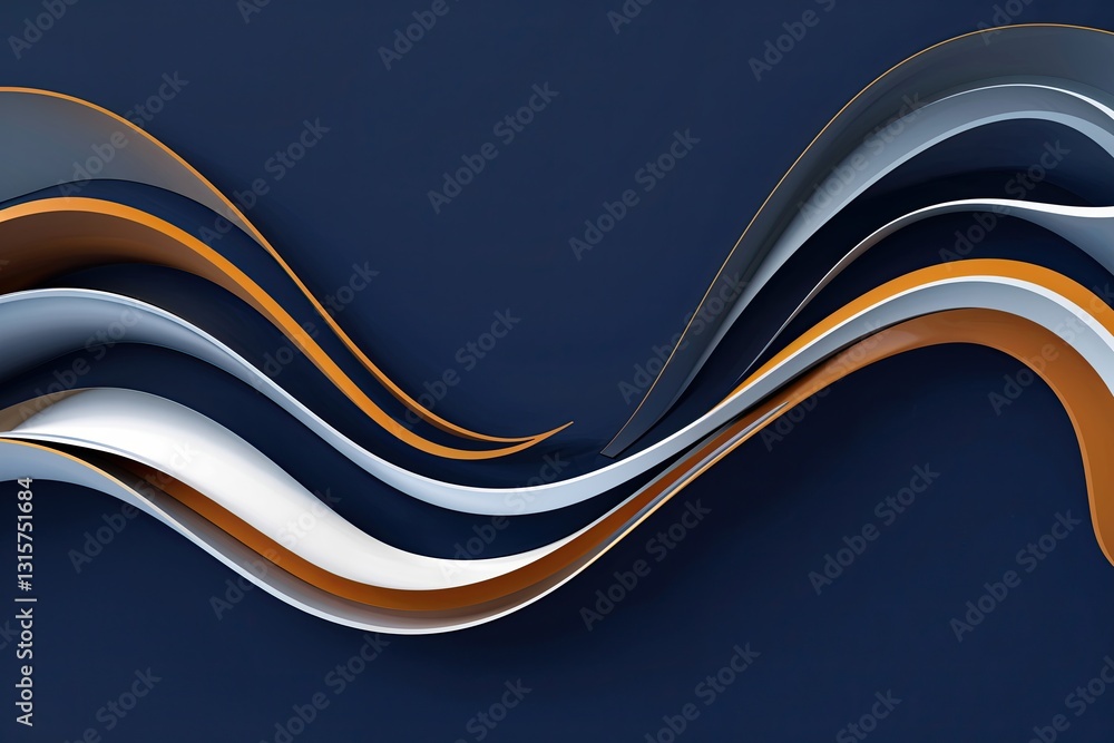 Aufkleber elegant navy background with smooth wavy abstract pattern