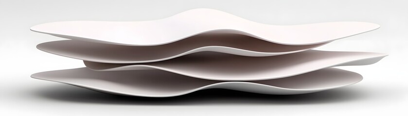 Fototapeta premium Elegant White Ceramic Plates Stacked with Smooth Curves and Organic Shapes for Contemporary Design