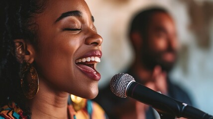 Focused Close-up of a Singer Learning Breathing Techniques from a Professional Coach