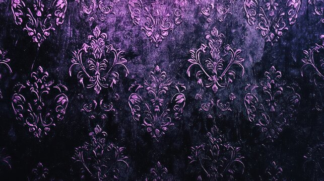 Dark Purple Floral Damask Texture Background